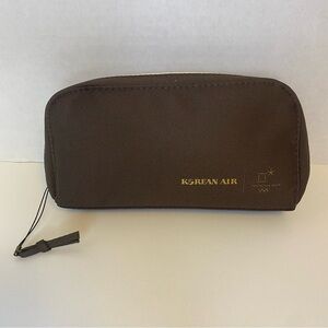 Korean Air Brown Travel Pouch Rectangular Zipper Travel Toiletry Bag